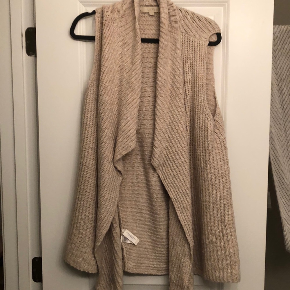 Sleeveless Loft cardigan.
